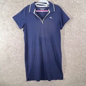 Tommy Bahama IslandZone Polo Dress Womens Medium Navy Blue Pima Cotton Preppy